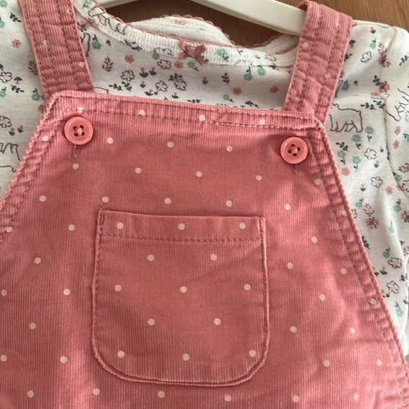 Carter’s pink polka dot 2 piece overall set - Picture 5 of 10